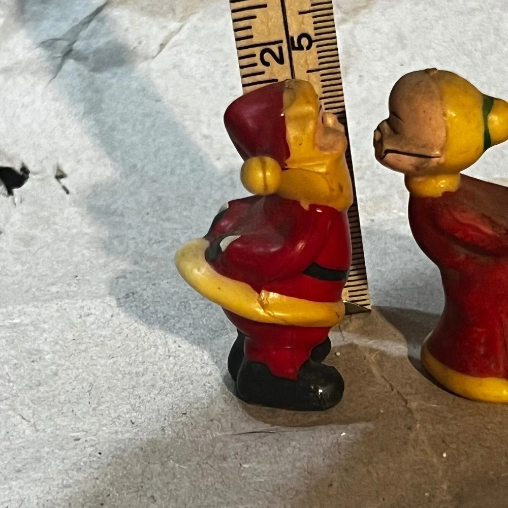 Christmas Figurine 9 pc Set Multicolor Vintage Miniature Kitsch Lot